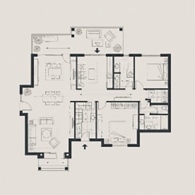 Architects and a client on a construction site, looking at blueprints and a digital display of a building design, with a modern structure under construction in the background.