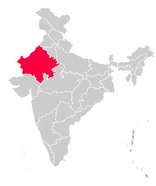 India Map with Highlighted Rajasthan