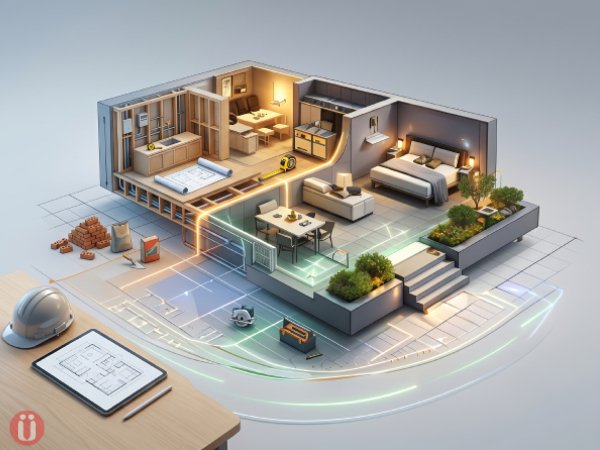 3D model of a smart home with connected devices for Smart Living Solutions service.